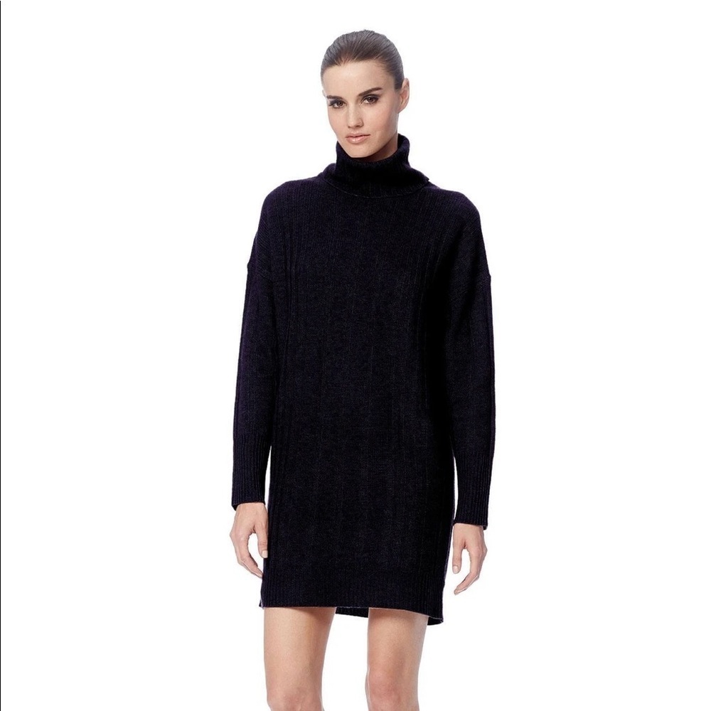 360 Cashmere Daniela Turtleneck Ribbed Black Sweater Dress XS NEW - Picture 4 of 8